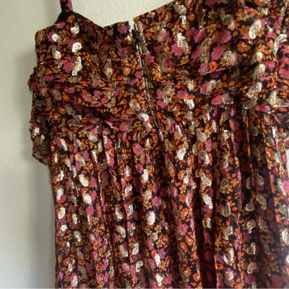 Kobi Halperin NEW High-Low Hi Lo Vanessa Dress Strappy Floral Metallic - Picture 6 of 16
